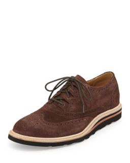 Christy Suede Wing Tip Shoe, Snuff