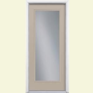 Masonite Full Lite Painted Smooth Fiberglass Entry Door with Brickmold 31985