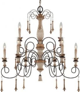 Minka Lavery 1239 580 9 Light 34" Height 2 Tier Candle Style Crystal Chandelier from the Accents Prove, Provence Patina    