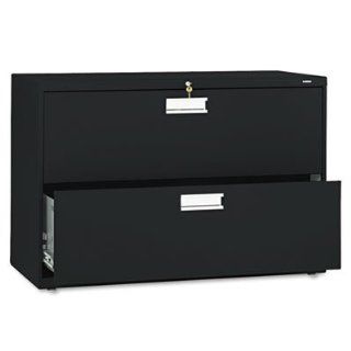HON 600 Series Two Drawer Lateral File, 42w x19 1/4d, Black  Lateral File Cabinets 
