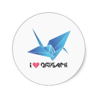 origami bird round sticker