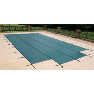 Dirt Defender 18 ft. x 36 ft. Rectangular Green In Ground Pool Safety Cover with 4 ft. x 8 ft. Center Step BWS365G