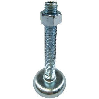 J.W. Winco 24N200TW4/AK Series GN 340 Steel Threaded Stud Type Leveling Mount with White Rubber Pad Inlay and Nut, Metric Size, M24 x 3.0 Thread Size, 120mm Base Diameter, 200mm Thread Length Vibration Damping Mounts
