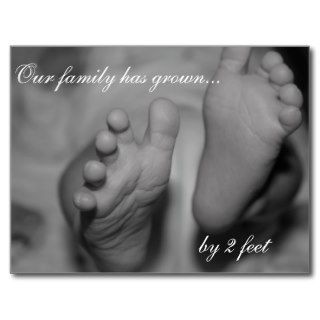 Our family has grown by 2 feet Newborn Postcard