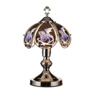 OK Lighting OK 603C US17 14.25 Inch Touch Lamp with Ice Dragon Theme, Black Chrome   Table Lamps  