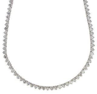 18k White Gold 3 Prong Diamond Tennis Necklace (12.86 cttw, E F Color, VS1 VS2 Clarity), 18" Jewelry