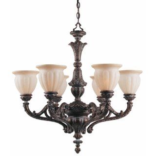 Triarch International 31023 The Sultan Collection 6 Light Chandelier, Bronze Oro with Cognac Antiqued Scavo Glass    