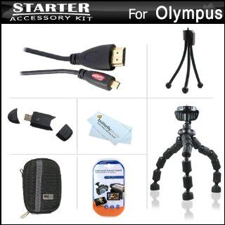 Starter Accessories Kit For The Olympus Stylus SH 50 iHS, SH 50MR, SH 1 Digital Camera Includes Deluxe Carrying Case + 7 Flexible Tripod + Micro HDMI Cable + USB High Speed Card Reader + LCD Screen Protectors + Mini TableTop Tripod + MicroFiber Cloth  Cam