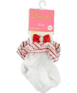 Piccolo "Ruby Ruffle" Socks   white/red, 4   5 Infant And Toddler Socks Clothing