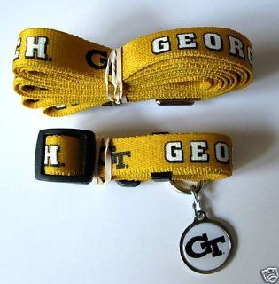 Georgia Tech University Yellow Jackets Dog Pet Set Leash Collar ID Tag XS Sports & Outdoors