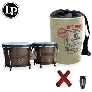 Latin Percussion LP Rumba Bongo (LP608 MOCHA) with LP Rumba Shaker, Claves & LP Rumba Bongo Bag Musical Instruments
