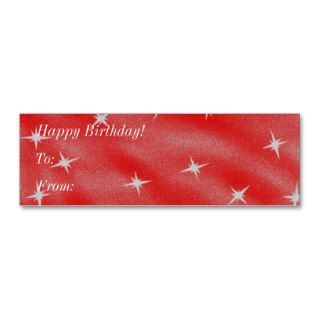 Happy Birthday   Silver Sparkle/Red (gift tag) Business Cards