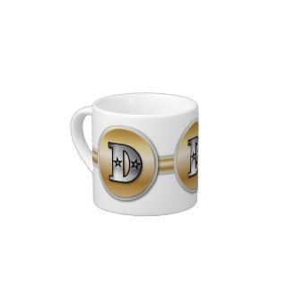 Monogrammed Gold and silver Letter D Espresso Cups