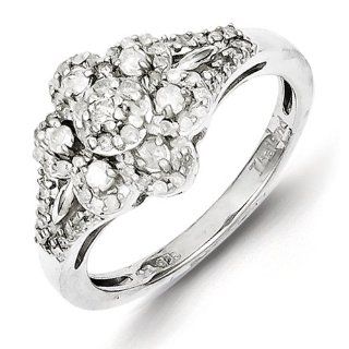Sterling Silver Diamond Flower Ring Jewelry