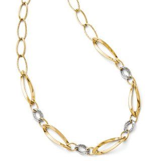 Leslie's Leslies 14k Two tone Polished and Diamond cut Link Necklace Jewelry