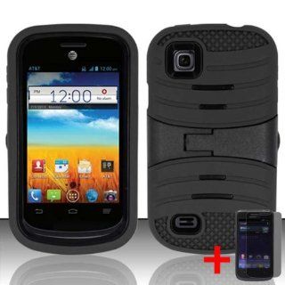 ZTE PRELUDE Z993 AVAIL 2 Z992 BLACK HYBRID SHIELD KICKSTAND COVER HARD GEL CASE +FREE SCREEN PROTECTOR from [ACCESSORY ARENA] Cell Phones & Accessories