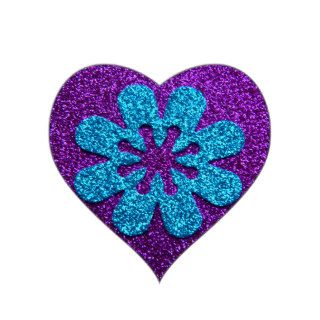 Purple & Blue Glitter Retro Flower Sticker