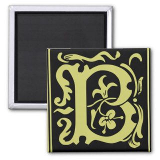 Old Calligraphy Letter B Square Fridge Magnet