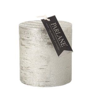 Chunky Pillar Candle In Stylish Silver   35 Hours Burning Time   Height 75 mm  