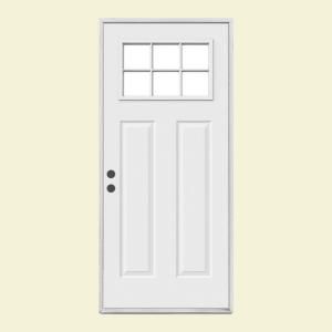 JELD WEN Premium 6 Lite Craftsman Primed White Steel Entry Door N32882