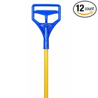 Continental 596, Fiberglass Night Stick Mop Handle with Structural Plastic Head, 1 1/8" Diameter x 64" Length x 7 1/2" Width, Yellow/Blue (Case of 12)