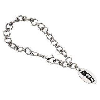 Stainless Steel 8 Inches Seattle Seahawks Logo Dangle Bracelet Jewelry