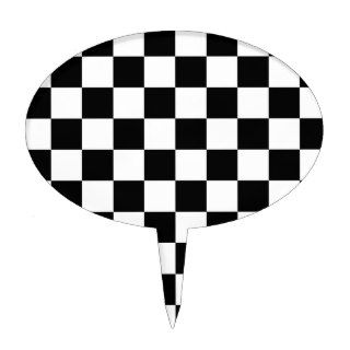 Racing Checkered Flag Pattern Large Black Cake Toppers