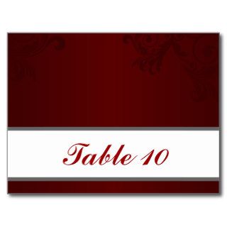 Writable Place Card Dark Maroon Gray Swirls Red Wh Postcards