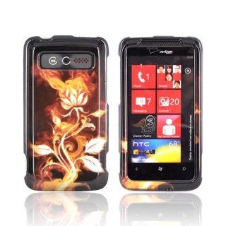 Flaming Rose on Black HTC Trophy Plastic Case Cover [Anti Slip] Supports Premium High Definition Anti Scratch Screen Protector; Durable Fashion Snap on Hard Case; Coolest Ultra Slim Case Cover for Trophy Supports HTC Devices From Verizon, AT&T, Sprint,