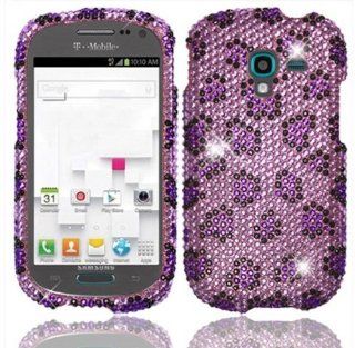 Samsung T599 Galaxy Exhibit ( Metro PCS , T Mobile ) Phone Case Accessory Sensational Purple Leopard Hard Full Diamond Snap On Cover with Free Gift Aplus Pouch Cell Phones & Accessories