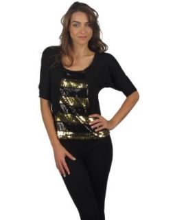 599fashion Women's 3/4 Sleeve Top with Striped Sequin