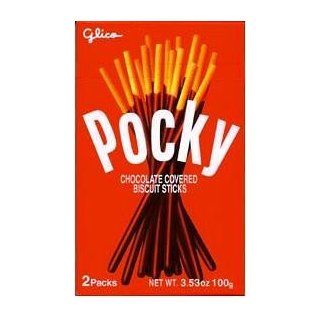 Glico Pocky Chocolate Cream Covered Biscuit Sticks 2.82oz.  Biscuits Gourmet  Grocery & Gourmet Food