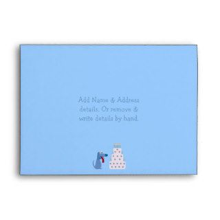 Cute Blue Cartoon Dog & Birthday Cake Party Envelope