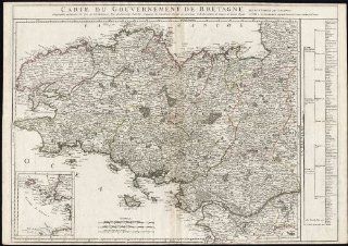 Antique Map FRANCE BRETAGNE BRITTANY Vaugondy Delamarche 1793   Etchings Prints