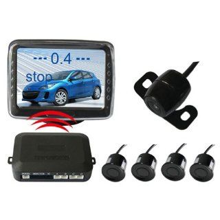 AUBIG PZ602 W 3.5 inch TFT LCD Wireless Parking Sensor System Reverse Rear View Radar Alert Alarm Viewing System with 4 Sensors and 1 Camera Automotive