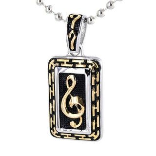Stainless Steel Goldtone Music Note Necklace West Coast Jewelry Men's Necklaces