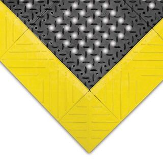 NoTrax 620 Diamond Flex Lok Safety/Anti Fatigue Floor Mat with PVC, for Wet/Dry Areas, 30" Width x 60" Length x 1" Thickness, Black/Yellow