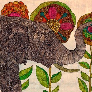 Oopsy daisy Intricate Elephant in Flower Garden Canvas Wall Art by Valentina Ramos, 24 by 24 Inch   Prints