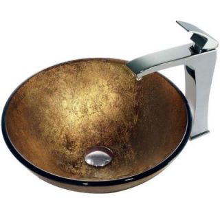 Vigo Liquid Gold Vessel Sink and with Faucet in Coppers and Golds VGT140