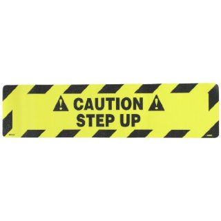 NMC WFS623 Walk On Floor Sign, Legend "CAUTION   STEP UP", 24" Length x 6" Height, Pressure Sensitive Vinyl, Black on Yellow Industrial Warning Signs