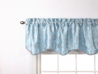 Stylemaster Renaissance Home Fashion Savoy Lined Scalloped Valance with Cording, 56 Inch by 17 Inch, Spa   Window Treatment Valances