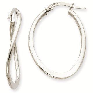 14k White Gold 2mm Tapered Twist Classic Hoop Earrings   Gold Jewelry Reeve and Knight Jewelry