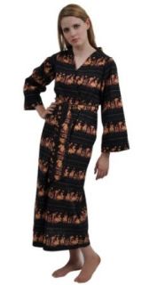 Dynasty Robes Women's Long Printed Cotton Robe with Kimono Collar Jin Bathrobes
