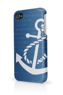 Deep Blue Anchor iPhone 4 Case Fits iPhone 4 & iPhone 4S Full Print Plastic Snap On Case Cell Phones & Accessories