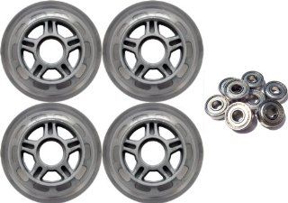 4 Pack Concrete Inline Skate Wheels 80mm 82a Clear 608 Hub + 9s Bearings  Inline Skate Replacement Wheels  Sports & Outdoors