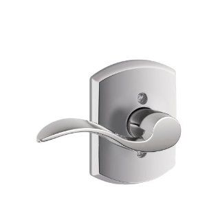 Schlage F170ACC625GRWLH Bright Chrome Single Dummy Accent Left Handed Single Dummy Door Lever with Decorative Greenwich Rose from the F Series    