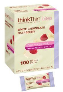 thinkThin BITES 100 Calorie White Chocolate Raspberry, Gluten Free, 5 Count (0.88 Ounce) Bars (Pack of 6) Health & Personal Care