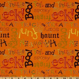 Moda Happy H''owl"o ween Halloween Words Orange Fabric By The Yard