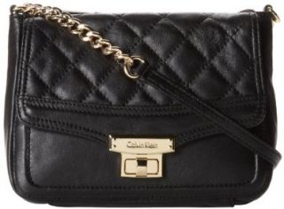 Calvin Klein Fermo Quilted Leather Cross Body Bag,Black/Gold,One Size Shoes