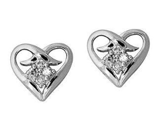 Heart Shape Diamond Earrings in 14kt White Gold SZUL Jewelry